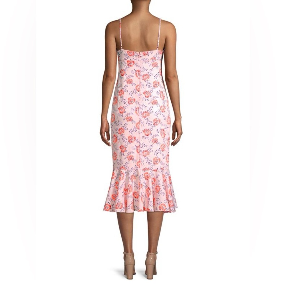 Likely Veosa Floral Midi Dress Rose Size 0 Pink Spaghetti Strap V-Neck - Picture 2 of 13